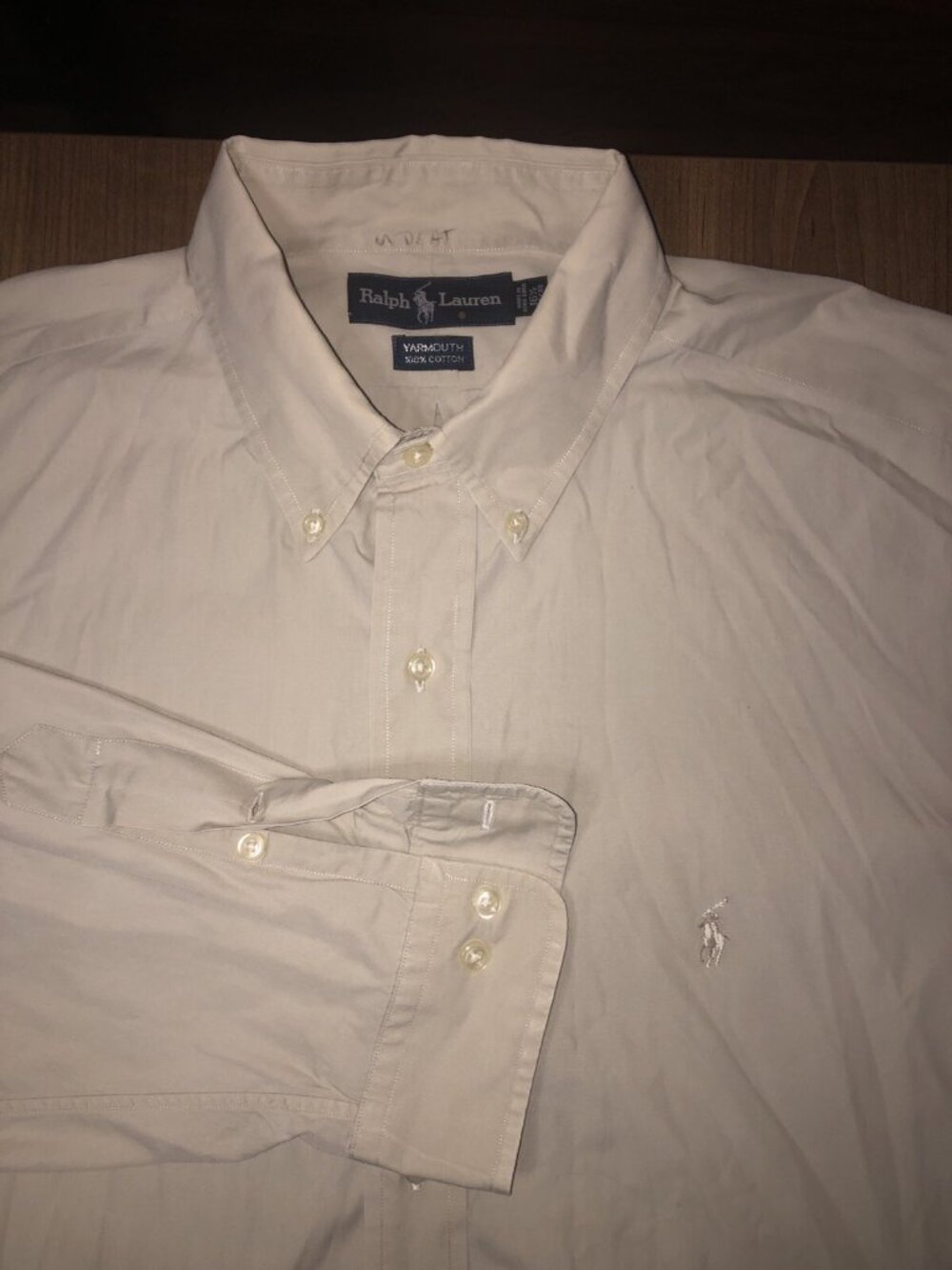 Ralph Lauren Yarmouth Men's Shirt Tan Beige Long Sleeve Size 16.5 34/35
